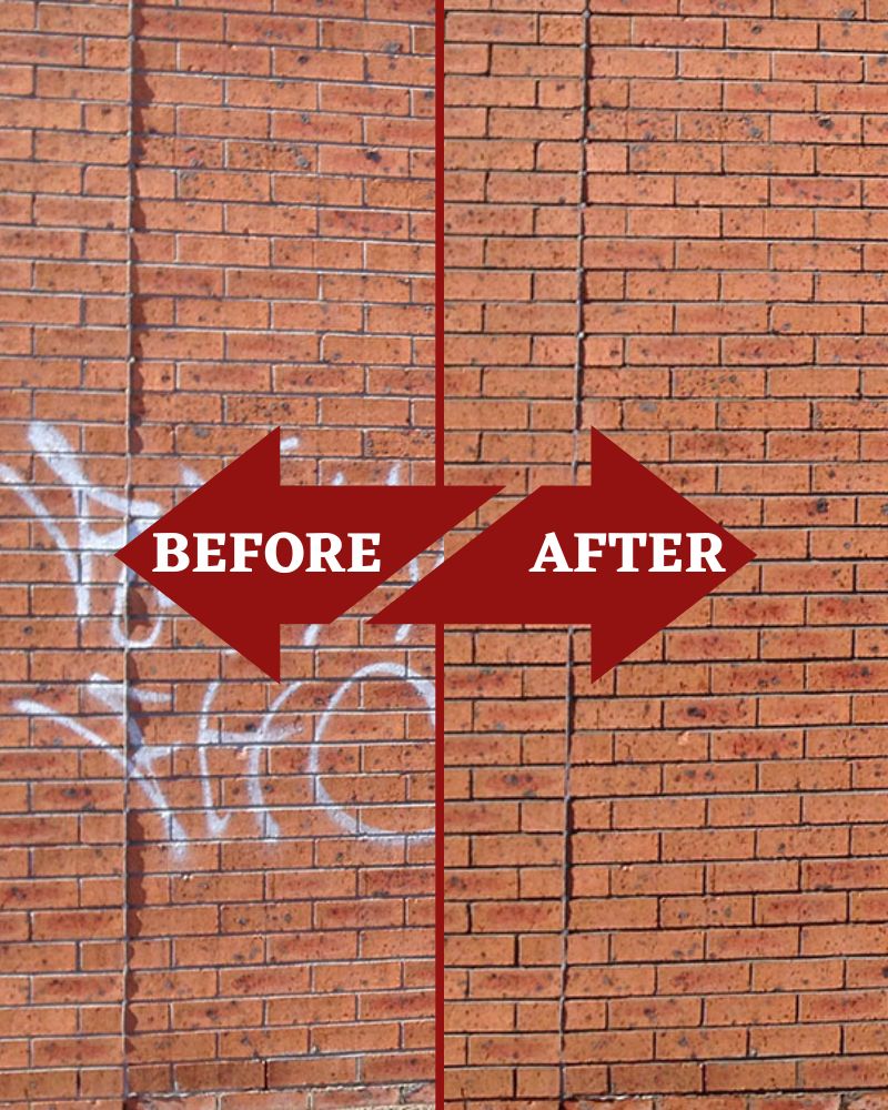 High Pressure Cleaning Wall Graffiti Before Vs After 1