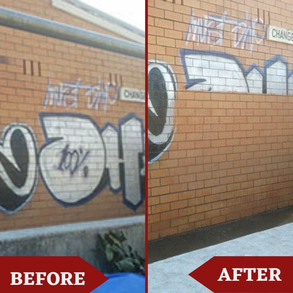Pressure Cleaning Brick Wall Graffiti Before Vs After 3